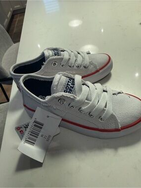 Gotta Flurt Kids White Canvas Sneakers with Red Accent